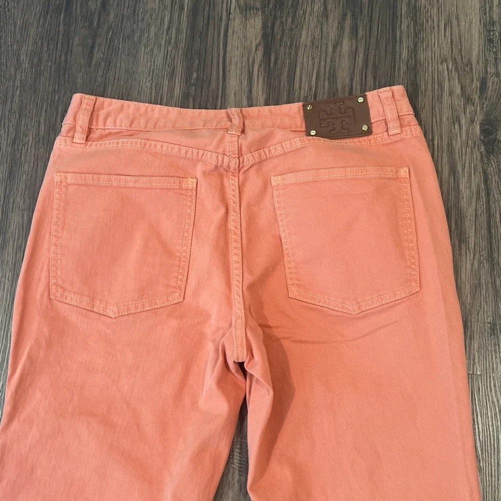 Tory Burch  High Rise Flare Women Jeans Size 31 Pretty Coral Color